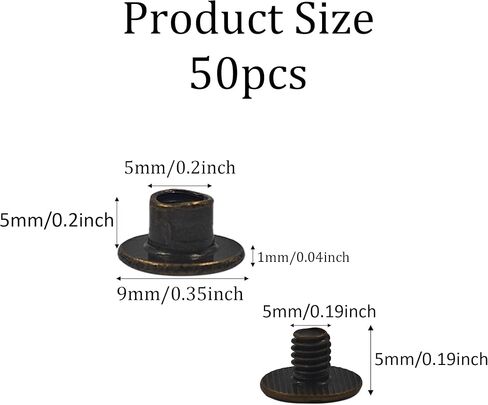 pson 50Set M5 x 5mm Metal Phillips Head Chicago Screws Binding Screws Post Nail Rivet for Leather Craft, Belts, Bags, Bookbinding(Ancient Bronze) in Kuwait