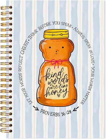 Ladock Christian Honey Bear Noteboor ، الأمثال 16:24 دفتر كتب الكتاب المقدس ، دفتر الملاحظات الحلزونية للكتاب المقدس ، مجلة صلاة الكتاب المقدس للنساء ، الهدايا المسيحية الملهمة للنساء ، 5.5 × 8.3 in Saudi Arabia