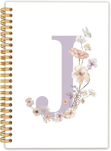 خطاب الأولي K Noteboor ، هدايا monogrammed للنساء ، مجلات دفتر ملاحظات مخصصة للكتابة ، المجلات المفترسة الشخصية اللطيفة للنساء الأزهار غلاف دفتر حلزوني 5.5x8.3 in Saudi Arabia