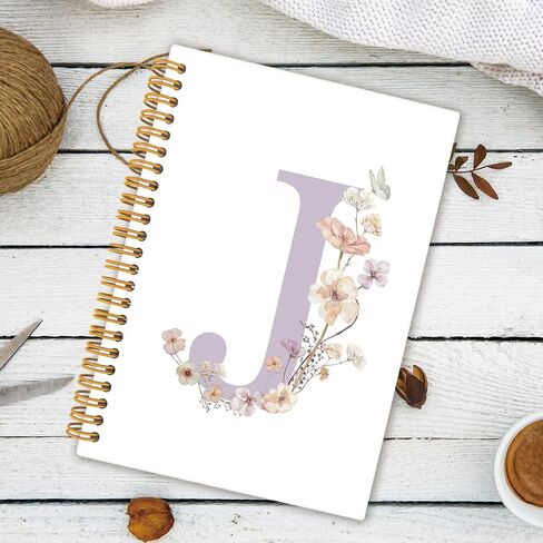 خطاب الأولي K Noteboor ، هدايا monogrammed للنساء ، مجلات دفتر ملاحظات مخصصة للكتابة ، المجلات المفترسة الشخصية اللطيفة للنساء الأزهار غلاف دفتر حلزوني 5.5x8.3 in Saudi Arabia
