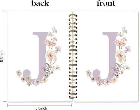 خطاب الأولي K Noteboor ، هدايا monogrammed للنساء ، مجلات دفتر ملاحظات مخصصة للكتابة ، المجلات المفترسة الشخصية اللطيفة للنساء الأزهار غلاف دفتر حلزوني 5.5x8.3 in Saudi Arabia