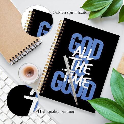 LADOCK God Is Good All the Time Christian Spiral Notebook, Retro Bible Verse Journal, Christian Gifts for Women Men, Church Notes Notebook, Religious Prayer Journal for Woman, 5.5x8.3 in Kuwait