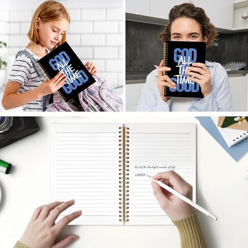 LADOCK God Is Good All the Time Christian Spiral Notebook, Retro Bible Verse Journal, Christian Gifts for Women Men, Church Notes Notebook, Religious Prayer Journal for Woman, 5.5x8.3 in Kuwait