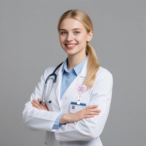 Heart Shaped Badge Reel, Acrylic Retractable Pink Badge Holder Be So for Real Right Now Suitable for Pediatric Nursing Staff Nurse Hospital ID Card Holder Decoration in Kuwait