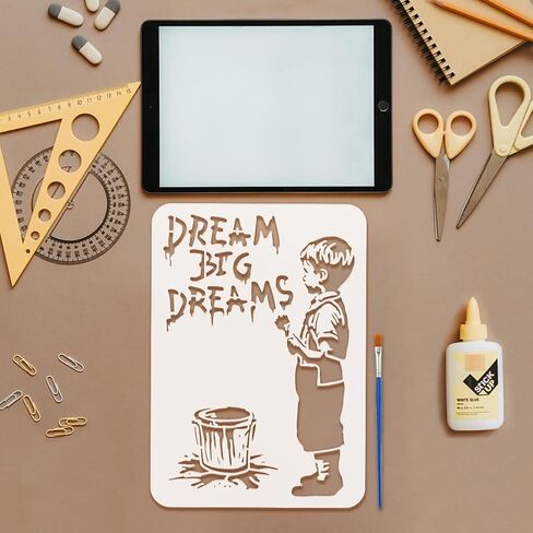 Fingerinspire 9 PCS Panky Painting Stencil مع فرشاة 8.3x11.7inch النظارات الشمسية الفئران Graffiti Boy Monkey الوجبات السريعة التي تصطاد الكتب لعبة الرسم in Kuwait