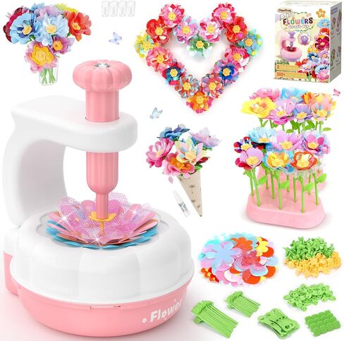 PERRYHOME Fabric Flower Bouquets Toys, 300+ Pcs DIY Flower Crafts for Kids, 2 Gameplays Educational Arts & Crafts Toy, Thanksgiving Birthday and Christmas Gift for 3 4 5 6 7 8 Years Toddler Girl in Saudi Arabia