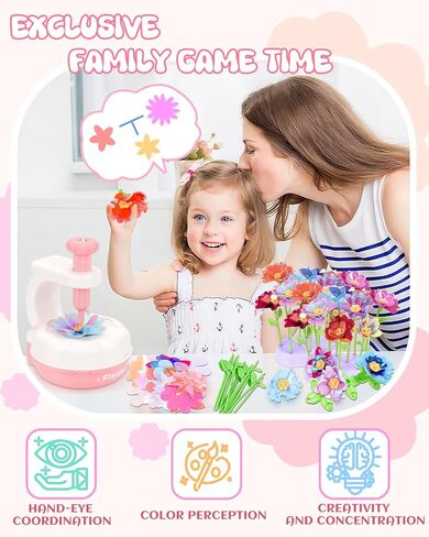 PERRYHOME Fabric Flower Bouquets Toys, 300+ Pcs DIY Flower Crafts for Kids, 2 Gameplays Educational Arts & Crafts Toy, Thanksgiving Birthday and Christmas Gift for 3 4 5 6 7 8 Years Toddler Girl in Saudi Arabia