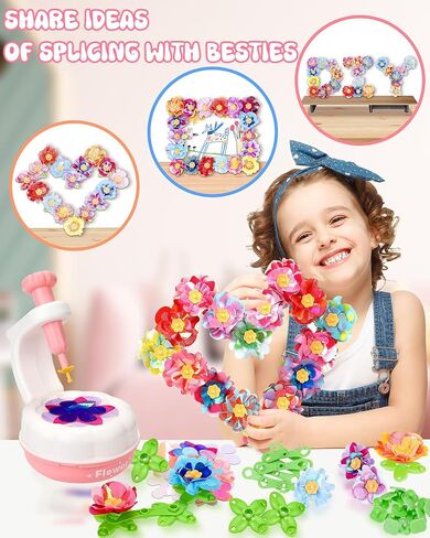 PERRYHOME Fabric Flower Bouquets Toys, 300+ Pcs DIY Flower Crafts for Kids, 2 Gameplays Educational Arts & Crafts Toy, Thanksgiving Birthday and Christmas Gift for 3 4 5 6 7 8 Years Toddler Girl in Saudi Arabia