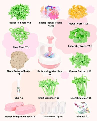 PERRYHOME Fabric Flower Bouquets Toys, 300+ Pcs DIY Flower Crafts for Kids, 2 Gameplays Educational Arts & Crafts Toy, Thanksgiving Birthday and Christmas Gift for 3 4 5 6 7 8 Years Toddler Girl in Saudi Arabia