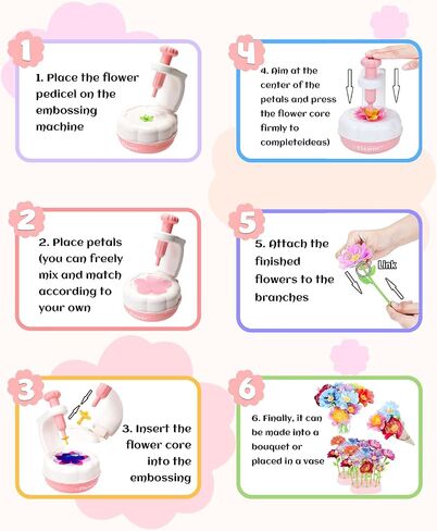 PERRYHOME Fabric Flower Bouquets Toys, 300+ Pcs DIY Flower Crafts for Kids, 2 Gameplays Educational Arts & Crafts Toy, Thanksgiving Birthday and Christmas Gift for 3 4 5 6 7 8 Years Toddler Girl in Saudi Arabia