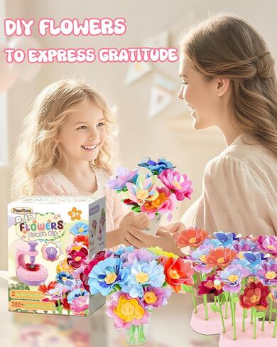 PERRYHOME Fabric Flower Bouquets Toys, 300+ Pcs DIY Flower Crafts for Kids, 2 Gameplays Educational Arts & Crafts Toy, Thanksgiving Birthday and Christmas Gift for 3 4 5 6 7 8 Years Toddler Girl in Saudi Arabia