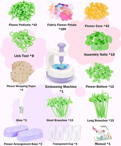 ألعاب باقات زهرة Perryhome Fabric ، 300+ PCS DIY Flower Crafts for Kids ، 2 Gameplays Toddly Arts & Crafts Toy ، عيد ميلاد عيد الشكر وهدية عيد الميلاد لـ 3 4 5 6 7 7 8 سنوات فتاة صغيرة in Kuwait