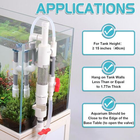 مرشح فائض السمك Hygger Aquarium مع فاصل جمع النفايات ، ملحق مرشح تعليق خارجي ، نظام ترشيح Siphon خزان سحرك لخزان المياه العذبة أكثر من 15 في الطول in Kuwait