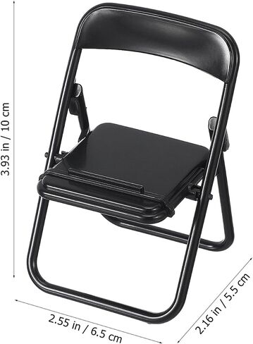 TOYANDONA 12pcs Dollhouse Folding Chairs - Black Mini Folding Chair Cell Phone Stand Holder for Desk 1/6 Scale Dollhouse Furniture Decorations in Saudi Arabia