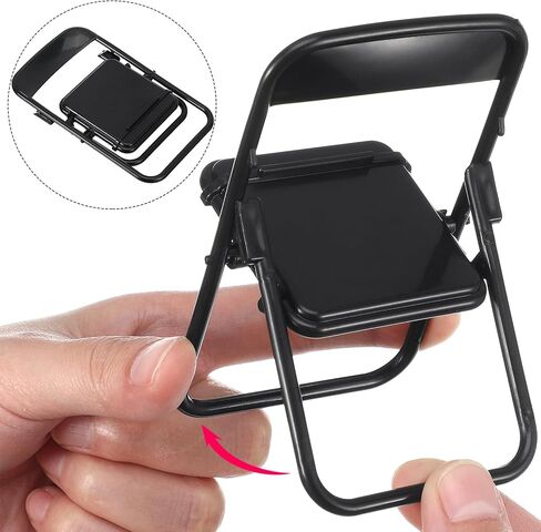TOYANDONA 12pcs Dollhouse Folding Chairs - Black Mini Folding Chair Cell Phone Stand Holder for Desk 1/6 Scale Dollhouse Furniture Decorations in Saudi Arabia