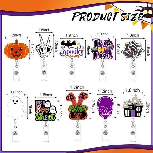 yeaqee 10 PCS Halloween Badge Beends Glow in the Dark Dark Halloween Cute Luminous Nurse Badge Beads مع مقطع التمساح للطلاب المعلمين الممرضات in Saudi Arabia