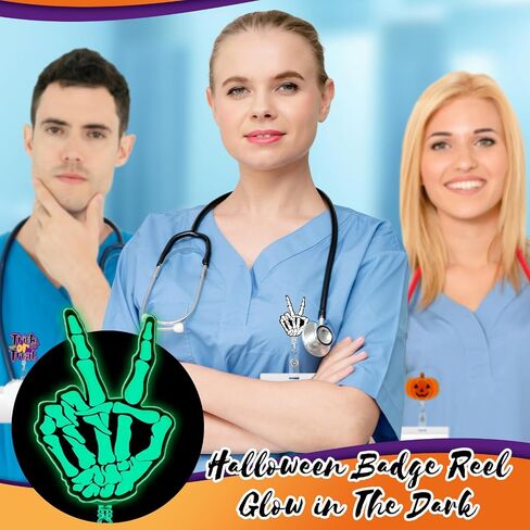 yeaqee 10 PCS Halloween Badge Beends Glow in the Dark Dark Halloween Cute Luminous Nurse Badge Beads مع مقطع التمساح للطلاب المعلمين الممرضات in Saudi Arabia
