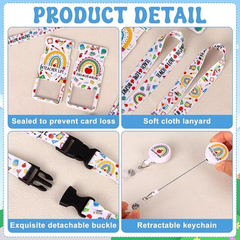2 Pack School School موضوع شارة معرف مع منفصل الحبل الحافلة موضوع البطاقة الرأسية مع مقطع شارة قابلة للسحب والمعلم الحبل الشحول لشارات الهوية لعمل ممرضة المعلم ، أبيض in Kuwait