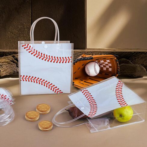 16 Pieces Soccer Clear Gift Bags Soccer Transparent Treat Goodie Bags Sport Clear PVC Snack Bags with Handles for Sports Team Birthday Holiday Party Decorations Supplies (Soccer) in Kuwait