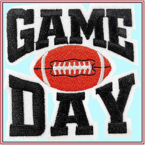 3" Football Game Day Patch Emblem Badge - Embroidered Iron-on Patch for Hats Backpacks Clothing Jeans Bags - Rugby Gameday Iron On Patch (Black) in Saudi Arabia