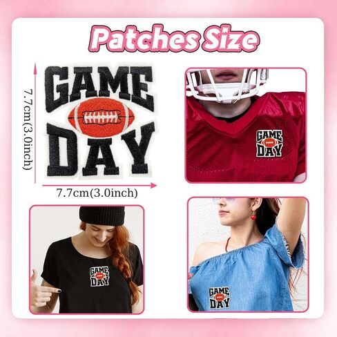 3" Football Game Day Patch Emblem Badge - Embroidered Iron-on Patch for Hats Backpacks Clothing Jeans Bags - Rugby Gameday Iron On Patch (Black) in Saudi Arabia