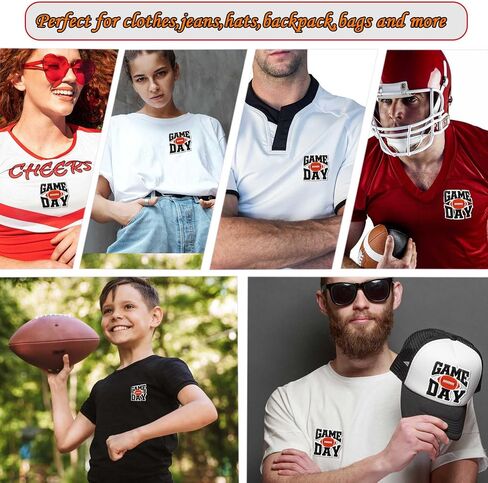 3" Football Game Day Patch Emblem Badge - Embroidered Iron-on Patch for Hats Backpacks Clothing Jeans Bags - Rugby Gameday Iron On Patch (Black) in Saudi Arabia