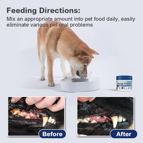 Seven777 Pet Dental Powder ، مسحوق تنظيف الأسنان للكلاب والقطط ، البلاك والنفاس السيئ ، مستلزمات العناية بالأسنان للكلاب والقطط الصغيرة الصغيرة والمتوسطة in Saudi Arabia
