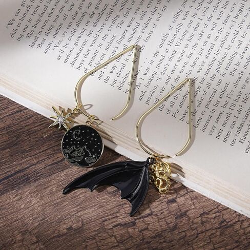 Fantasy Dragon Acotar Bookmark - 2 PCs Charm Fourth Wing Moon Mountain Metal Paperclips Bookmarks Gift for Reading Women Men Cool Gold Page Marker Merch for Book Lovers Novel Fans Student in Kuwait