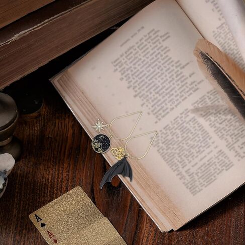 Fantasy Dragon Acotar Bookmark - 2 PCs Charm Fourth Wing Moon Mountain Metal Paperclips Bookmarks Gift for Reading Women Men Cool Gold Page Marker Merch for Book Lovers Novel Fans Student in Kuwait