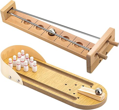 Deekin 2 مجموعة سطح المكتب Shoot the Moon Game Table Top Mini Bowling Game مجموعة كلاسيكية الصلب كرة الطاولة الخشبية ألعاب الخشبية ألعاب طاولة طاولة البولينج. in Saudi Arabia