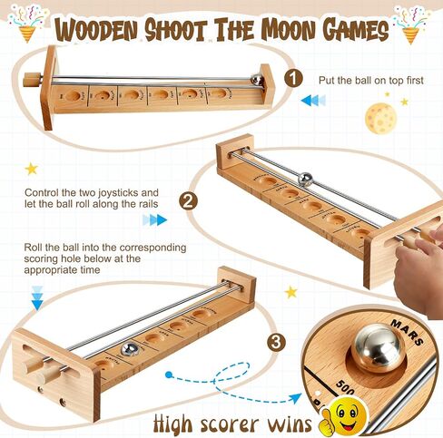 Deekin 2 مجموعة سطح المكتب Shoot the Moon Game Table Top Mini Bowling Game مجموعة كلاسيكية الصلب كرة الطاولة الخشبية ألعاب الخشبية ألعاب طاولة طاولة البولينج. in Saudi Arabia