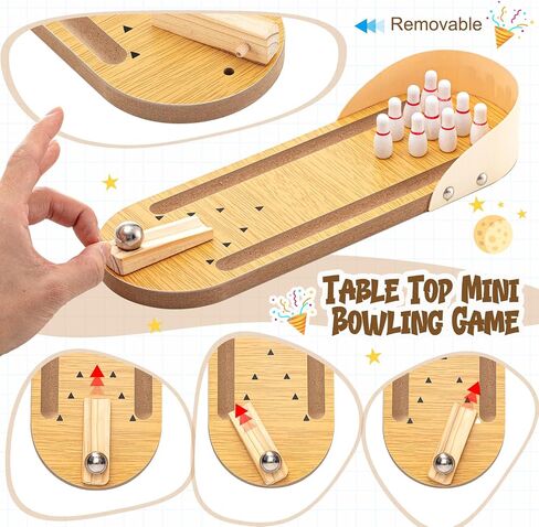 Deekin 2 مجموعة سطح المكتب Shoot the Moon Game Table Top Mini Bowling Game مجموعة كلاسيكية الصلب كرة الطاولة الخشبية ألعاب الخشبية ألعاب طاولة طاولة البولينج. in Saudi Arabia