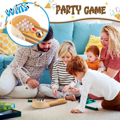 Deekin 2 مجموعة سطح المكتب Shoot the Moon Game Table Top Mini Bowling Game مجموعة كلاسيكية الصلب كرة الطاولة الخشبية ألعاب الخشبية ألعاب طاولة طاولة البولينج. in Saudi Arabia