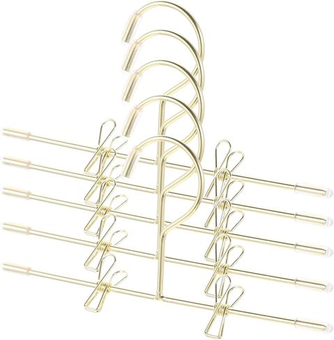 Luxshiny 5pcs شماعات ملابس الدمية المعدنية: ملحقات خزانة ملابس مصغرة لسروال الدمية والفساتين والقمصان والعرض - الذهبي in Kuwait