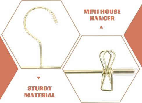 Luxshiny 5pcs شماعات ملابس الدمية المعدنية: ملحقات خزانة ملابس مصغرة لسروال الدمية والفساتين والقمصان والعرض - الذهبي in Kuwait