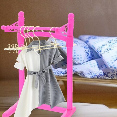 Luxshiny 5pcs شماعات ملابس الدمية المعدنية: ملحقات خزانة ملابس مصغرة لسروال الدمية والفساتين والقمصان والعرض - الذهبي in Kuwait