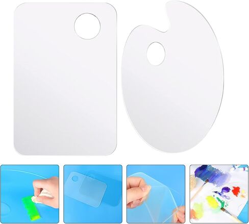 Uonlytech 2pcs DIY Painting Palette Acrylic Paint Trays Set Mixing Pallets Thumb Hole Portable in Saudi Arabia