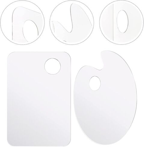 Uonlytech 2pcs DIY Painting Palette Acrylic Paint Trays Set Mixing Pallets Thumb Hole Portable in Saudi Arabia