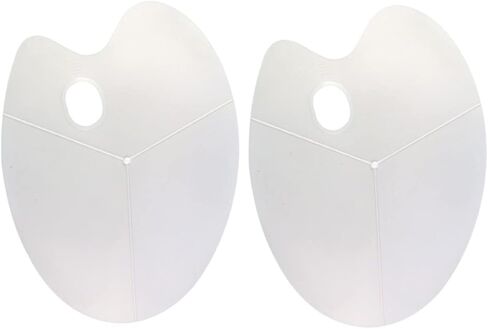 HOMSFOU 2Pcs White Oval Paint Tray Set for Gouache and Acrylic Mixing for Artists and Art Students in Saudi Arabia