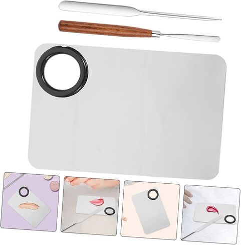 1 Set Makeup Mixing Palette with Spatula Lightweight Mixing Tray for Liquid Foundation Lipstick Eyeshadow Nail Polish for Pigment Blending Application in Saudi Arabia