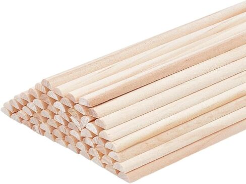 Olycraft 50pcs 13.8 بوصة قضبان سلكي خشبية نصف جولة تقسيم خشب الأدوية العصي قضبان خشبية غير مكتم in Saudi Arabia