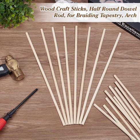 Olycraft 50pcs 13.8 بوصة قضبان سلكي خشبية نصف جولة تقسيم خشب الأدوية العصي قضبان خشبية غير مكتم in Saudi Arabia
