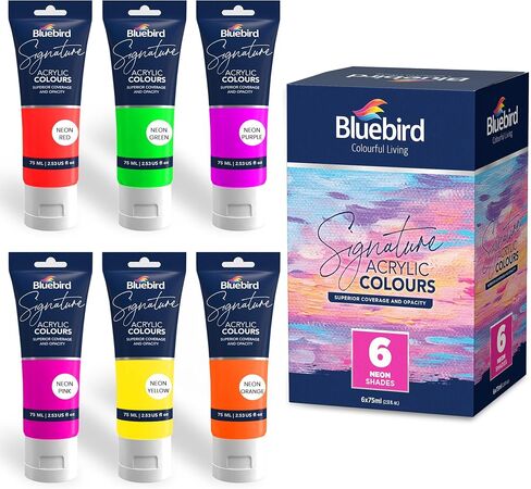 BLUEBIRD Signature Metallic Acrylic Paint Set, Pearlescent Colors, 6-Pack 2.5 Fl Oz each, Professional Acrylic Paints For Professionals, Adults, & Artists in Saudi Arabia