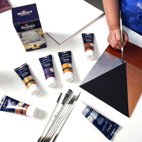 BLUEBIRD Signature Metallic Acrylic Paint Set, Pearlescent Colors, 6-Pack 2.5 Fl Oz each, Professional Acrylic Paints For Professionals, Adults, & Artists in Saudi Arabia
