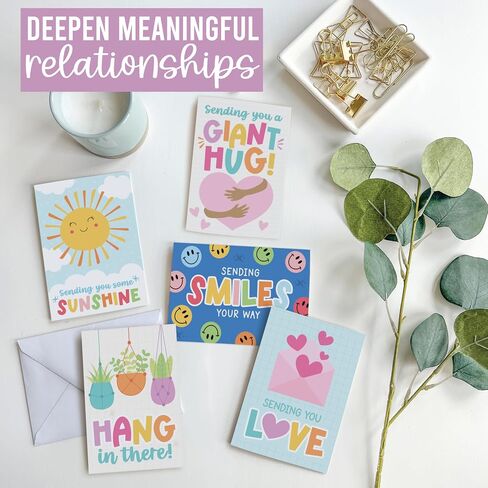 Hadley Designs Thinking of You Cards with Envelopes - 24 Hello Greeting Cards Thinking of You Card for Men & Women Bulk, Blank Encouragement Card for Kids, Just Because Cheerful Encouraging Notecards in Saudi Arabia