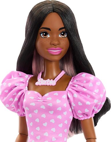 Barbie 28-in Dark Brown Hair Fashion Doll with Removable Fashions, Pink Top, Denim Skirt, & Cowboy Boots, Necklace, Glasses and Purse Accessory in Saudi Arabia