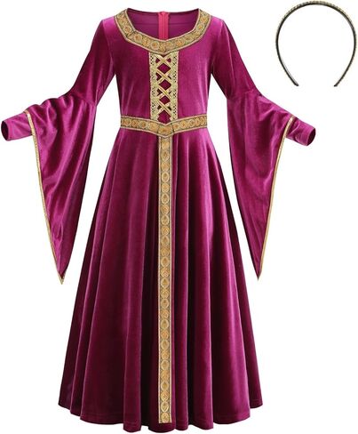 Lmyove Girls Renaissance Renaissance Princess Costume ، Kids Kids Mediy Fariy Costume Halloween Up up （Golden Edged Powder ， 10-12y） in Kuwait