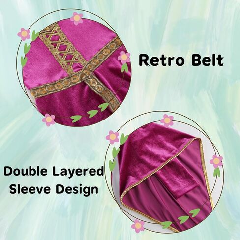 Lmyove Girls Renaissance Renaissance Princess Costume ، Kids Kids Mediy Fariy Costume Halloween Up up （Golden Edged Powder ， 10-12y） in Kuwait