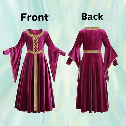 Lmyove Girls Renaissance Renaissance Princess Costume ، Kids Kids Mediy Fariy Costume Halloween Up up （Golden Edged Powder ， 10-12y） in Kuwait