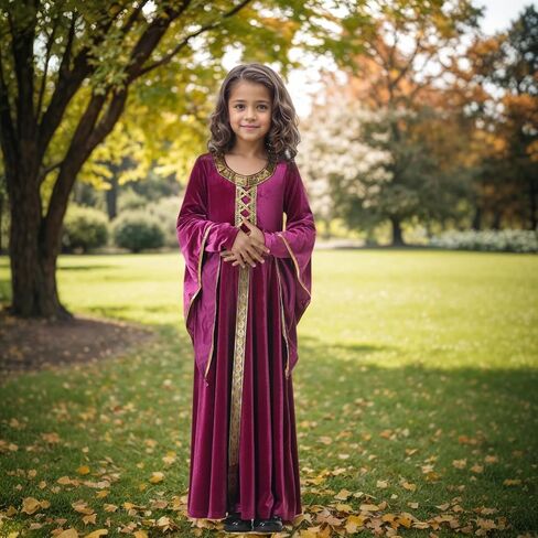 Lmyove Girls Renaissance Renaissance Princess Costume ، Kids Kids Mediy Fariy Costume Halloween Up up （Golden Edged Powder ， 10-12y） in Kuwait